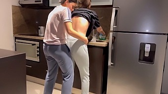 Aroused Wife Has Sex In The Kitchen And Orgasms Before Her Stepmother Arrives