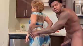 Big Black Cock Penetrates An Ebony Teen’s Big Booty In A Kitchen