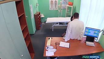 Brunette Wife Cheats With Her Doctor In His Office And Gets A High Definition Cumshot On Her Ass.